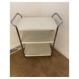 White Metal Rolling Serving Cart Vintage MCM