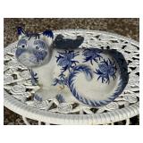 Blue and White Ceramic Cat