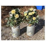 Pair of Floral Galvined Containers