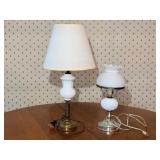 White Milk Glass Hobnail Table Lamps