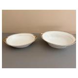 Noritake Porcelain Serving Dish Pair with Gold