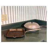 Cast Aluminum Frying Pan with Lid & Square Grill