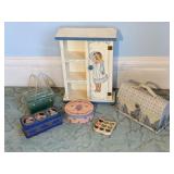 Lucite Plastic Jewel Basket, Wooden Jewelry Box