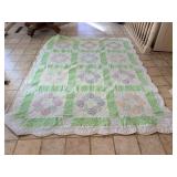 Embroidered Floral Cross Stitch Quilt