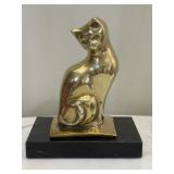 MCM Brass Cat Sculpture on Base
