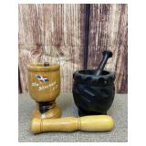 Black & Brown Mortar & Pestle Set of 2