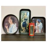 Metal Coca Cola Trays with Straw Dispenser