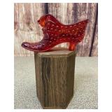 Red Hobnail Glass Slipper Fenton Style