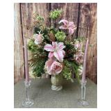 Flowers with Stone Vase & Candlesticks