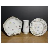 Vintage Weimar Floral Dishes & Vase