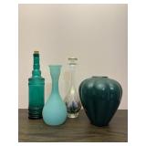 Green Vases & Decanters Group of 4