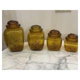 L.E. Smith Style Atterbury Scroll Amber Glass