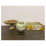 Onyx Like Stone Bowl Box & Vase