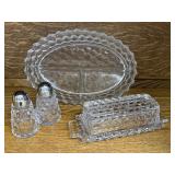 Fostoria Relish Dish, Butter Dish and Salt &