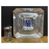 UK Wildcat Ashtray and Glass Sugar Jar