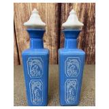 Jim Beam Blue & White Decanters Set of 2