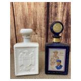 Set of 2 Vintage Decanters Blue & White