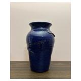 Blue Pottery Vase with Lizard Accents