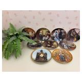 Collectors Plate Set of 9 with Artificial Plant