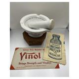 Vintage Pharmacy Ads  with Mortar & Pestle