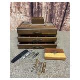 Wooden Valet Dresser Caddy & Accessories