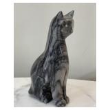 Hand Carved Natural Stone Onyx Cat Figurine