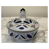 Czech Bohemian Glass Lidded Candy Jar
