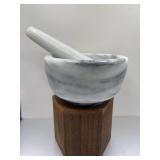 Grey/White Marble Mortar & Pestle