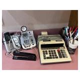 Telephone, Calculator, Stapler & Pens