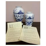 Eli Lilly Blue & White Pharmaceutical Vases