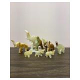 Onyx Like Stone Elephant Figurine Collection of 7