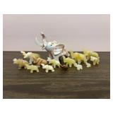 Onyx Like Stone Elephant Collection of 14