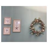 Seashell Wreath & 3 Framed Prints
