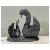 Hand Carved Natural Stone Onyx Swan Figurines