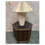 Vintage Wood Nightstand & Lamp Combo
