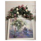 Framed Picture & Floral Decor