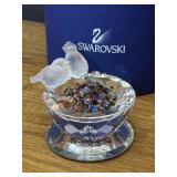 Swarovski Crystal Bird Bath Figurine featu. a