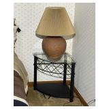 Glass Top Corner Table with Lamp