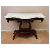 Marble Top Eastlake Style Harp Table