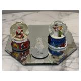 Pair of Snow Globes & Penguin Figurine