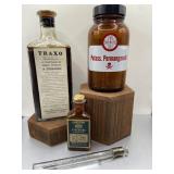 Vintage Medicine Advertising Bottles & Thermometer