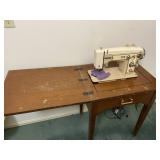 White Brand Sewing Machine & Wood Table