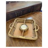 Wicker Serving Platter Chips & Dip Bowl