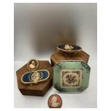 Floral Compact Lipstick Mirror Cameos Etc