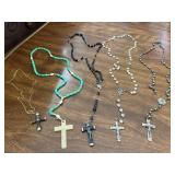 Set of 5 Rosary Cross Crucifix Necklaces