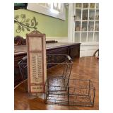 Vintage Metal Thermometer & Chicken Wire Baskets