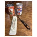 Vintage Metal Thermometer Cans & Tool