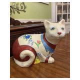 Vintage Paper Mache White Cat Flower Accent