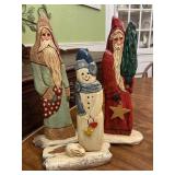 Wooden Hand Painted Christmas Figurines Vintage