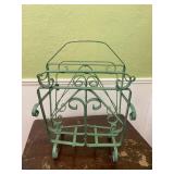 Green Scroll Metal Magazine Rack